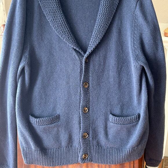 Brooks Brothers Red Fleece Men's Shawl Solid Cardigan XXL blue knit - Picture 4 of 7